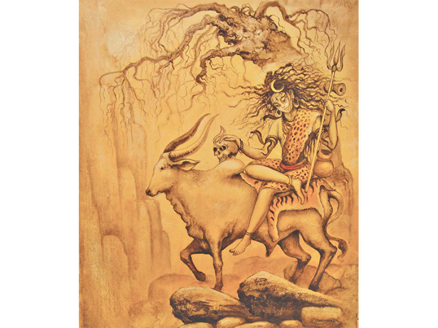 Angry Nandi Images Lord Shiva With Nandi Poster (20 Inches X 16