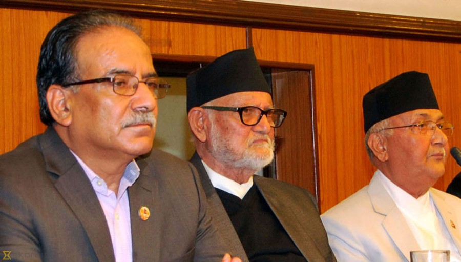 Top leaders of big three meet in Baluwatar