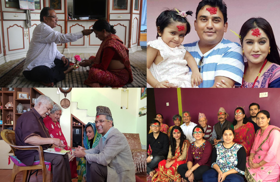 Leaders, celebs receive Dashain tika, blessings (In photos)