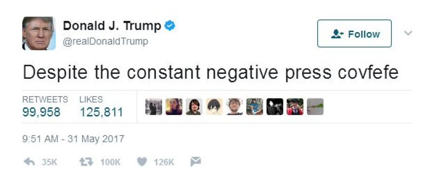 US prez’s ‘Covfefe’ typo goes viral on Twitter