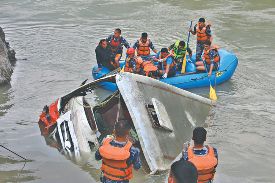 Speeding bus plunges into Trishuli; 31 dead