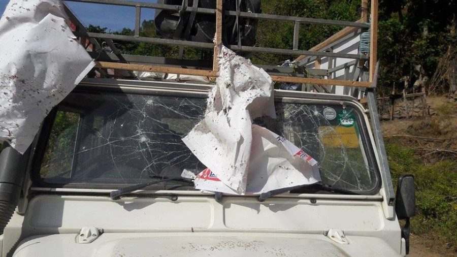 Bomb hurled at UML leader Sherdhan Rai's vehicle in Bhojpur