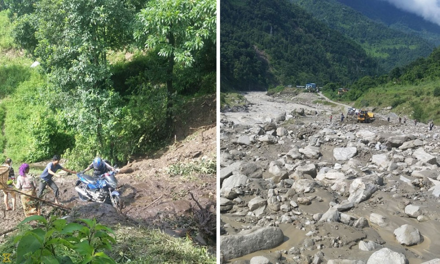 Landslides obstruct Bahrabise-Kathmandu road section 