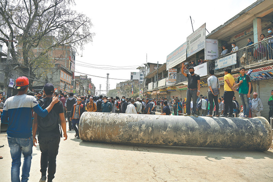 Locals obstruct traffic in Chabahil to protest delay in road repair