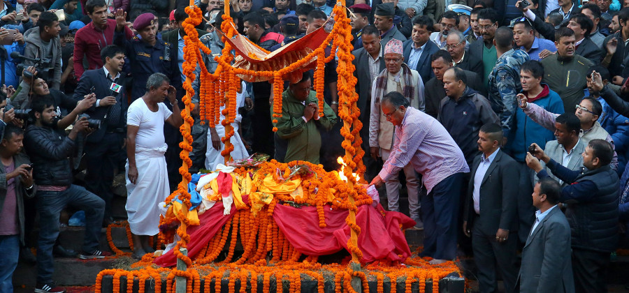Pushpa Kamal Dahal’s son Prakash cremated at Pashupati Aryaghat [In Photos]