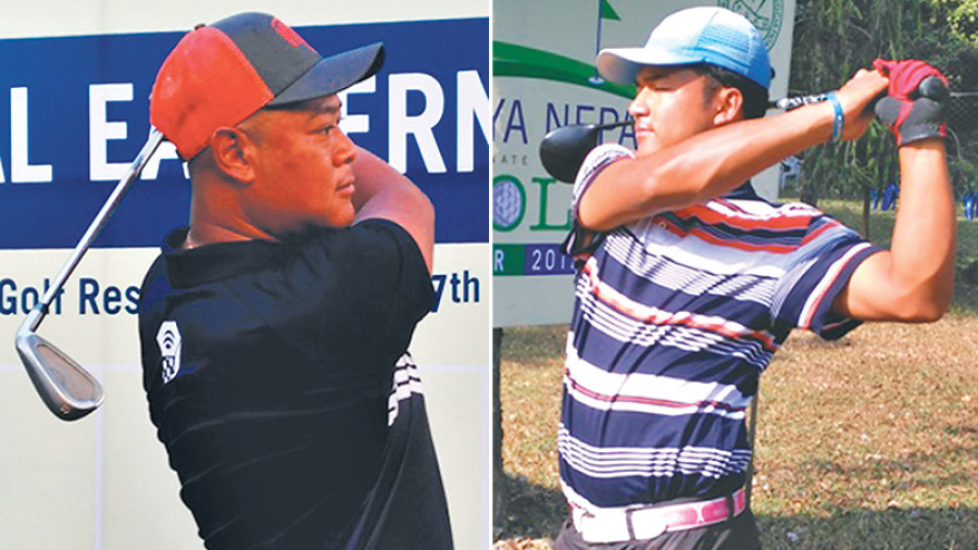 Amateur Karki, pro Shrestha share lead