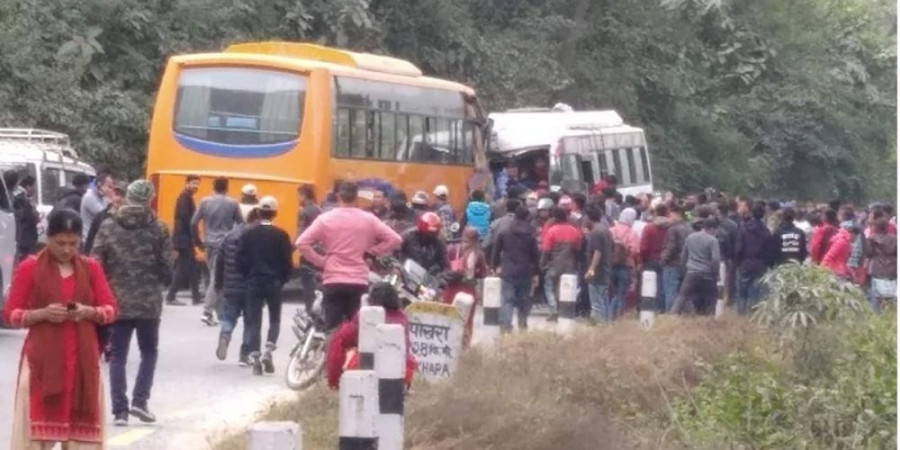 1 killed, 18 injured in Dhading bus collision
