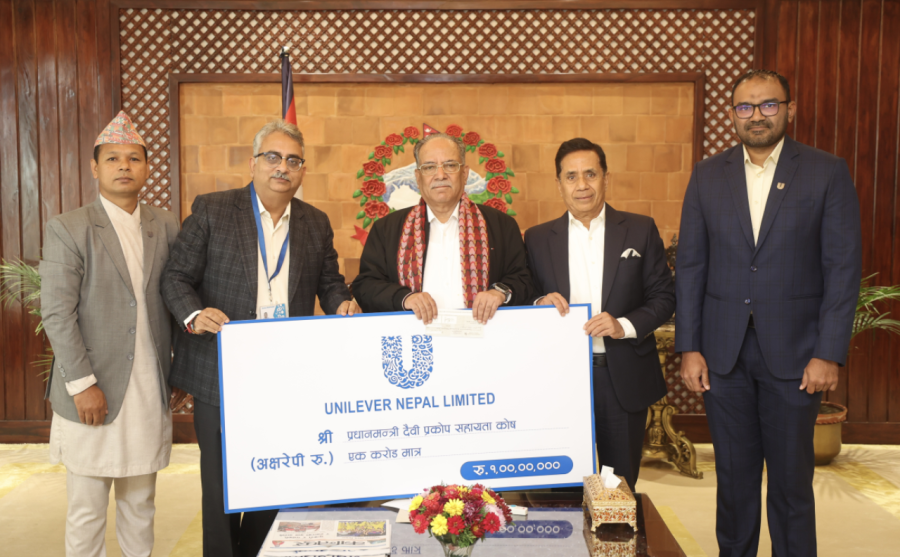 Unilever Nepal hands over Rs10 million to Prime Minister Disaster Relief Fund