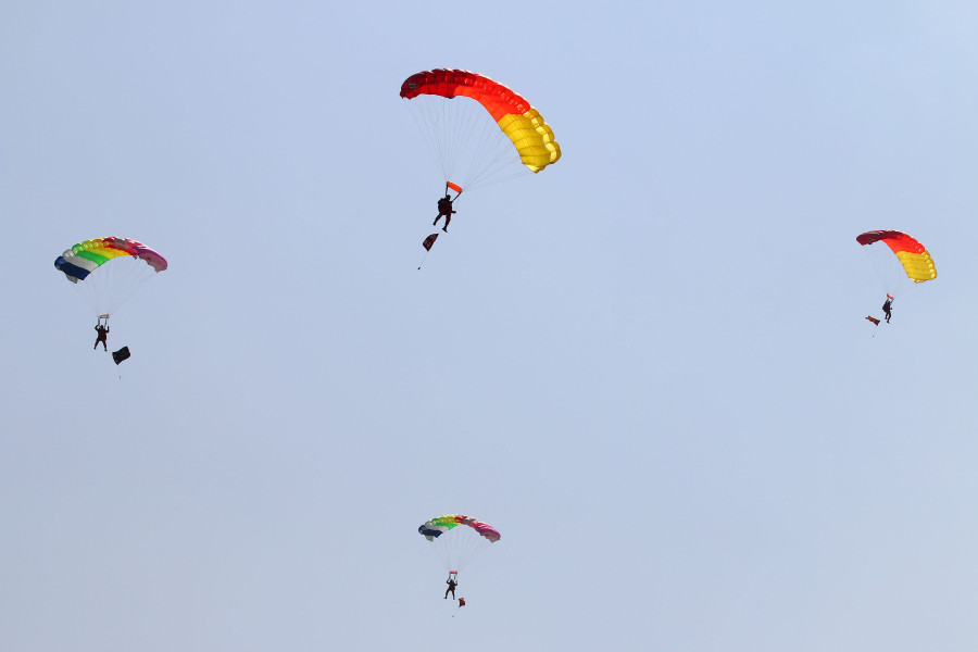 A Nepal Army man injured during parachute jump