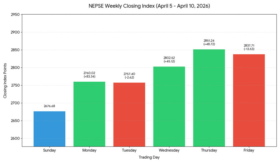 Manufacturing, hotel and hydropower stocks lead as Nepse gains over 55 points in a week