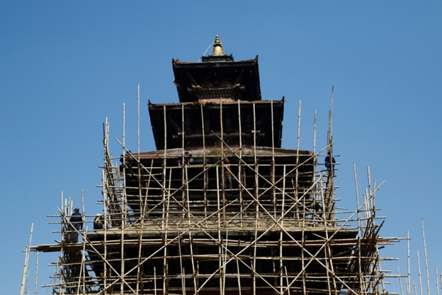 Bhaktapur’s famed Nyatapola receives post-earthquake facelift