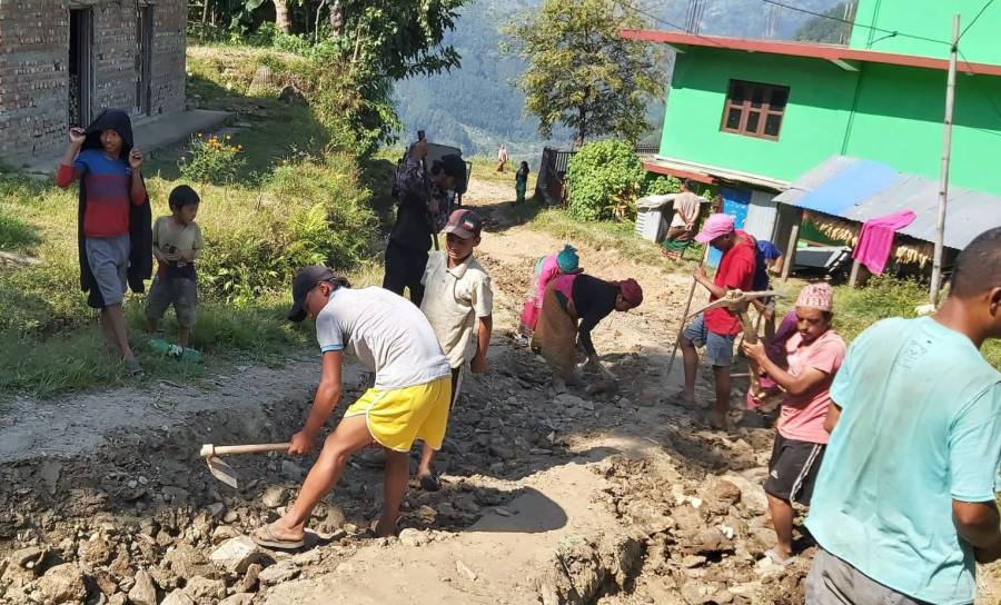 Local unit in Barpak provides work for jobless targeting Dashain festival