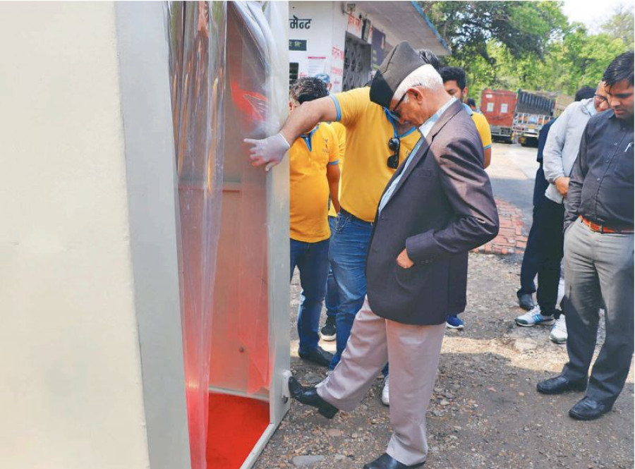Automatic sanitiser spray machine installed in Hetauda