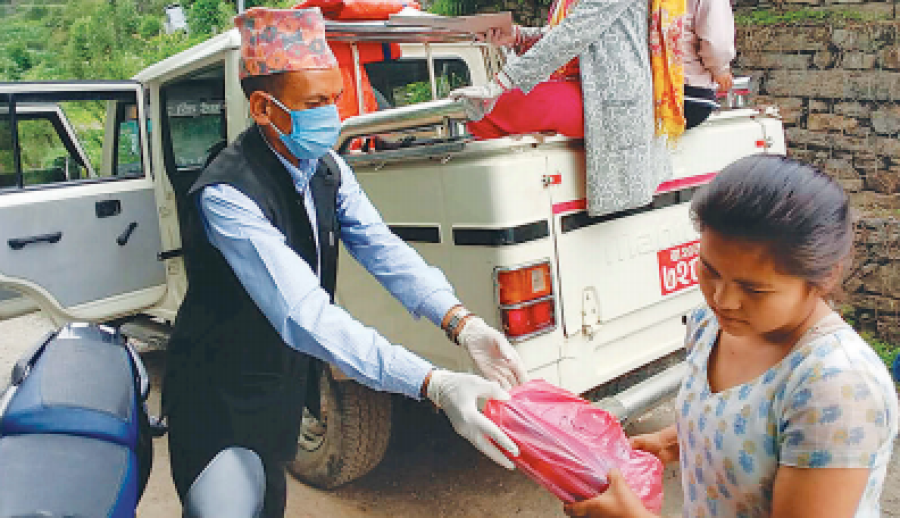 Students receive textbooks at their doorsteps in Sindhupalchok