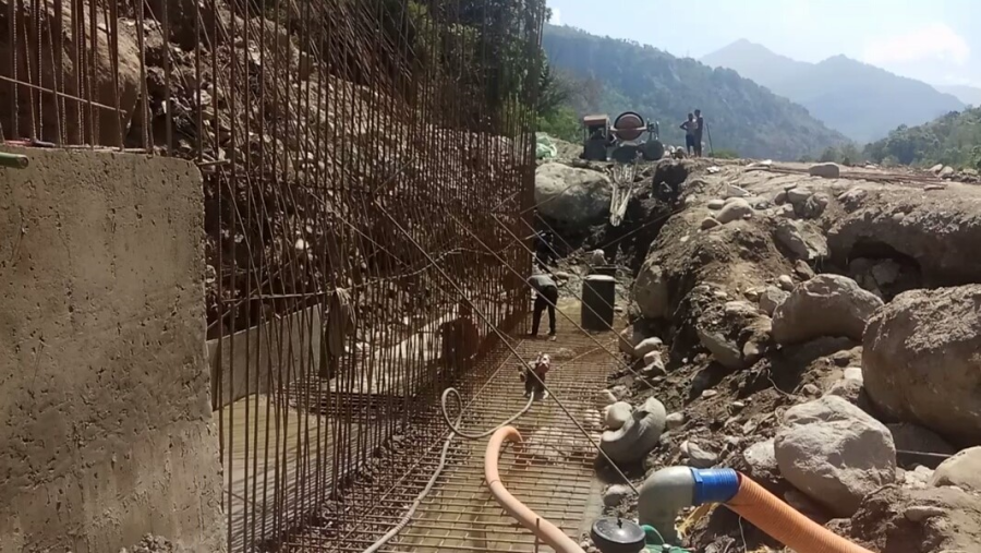 Construction works continue despite lockdown in Myagdi and Rasuwa