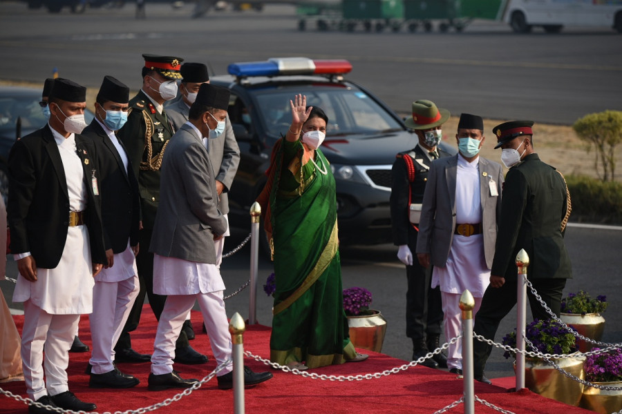 President Bidya Devi Bhandari leaves for Dhaka on a two-day state visit