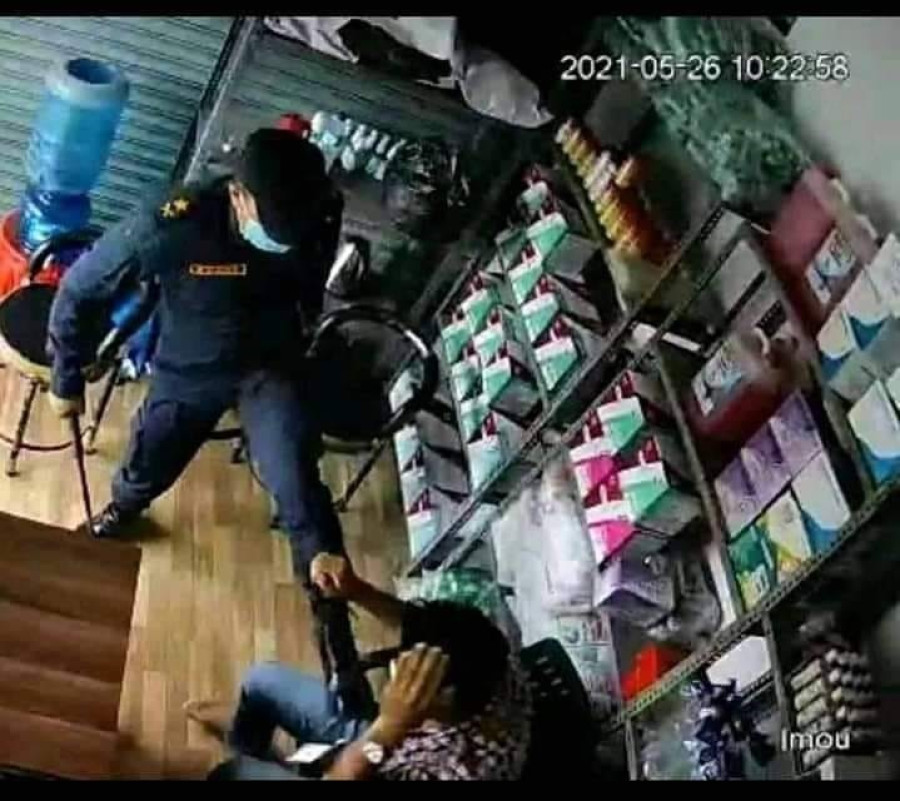 Police officer is caught in film assaulting civilian in Birgunj