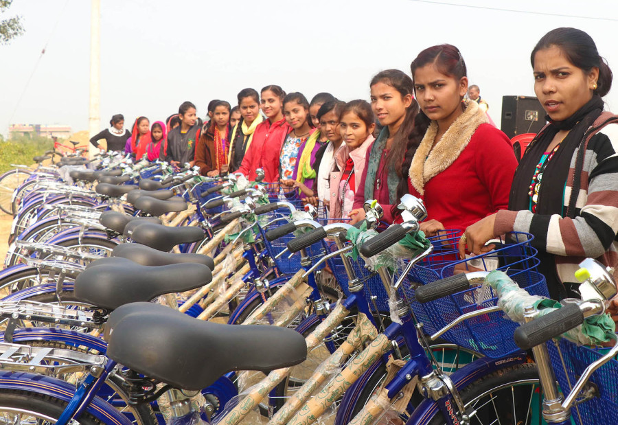 Kapilvastu Municipality distributes bicycles to girl students