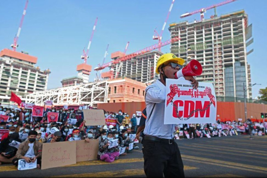 Myanmar coup opponents gather for big protest to counter military claims