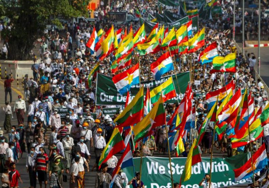 Supporters of Myanmar coup attack rival in Yangon