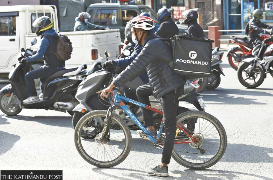 Pedaling bicycles for food delivery is a new trend in Kathmandu