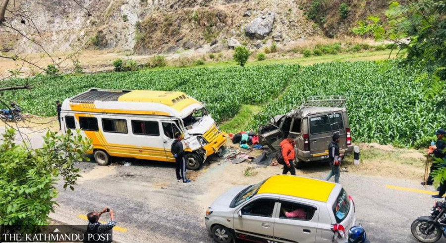 Five killed as jeep and minibus collide in Kavre