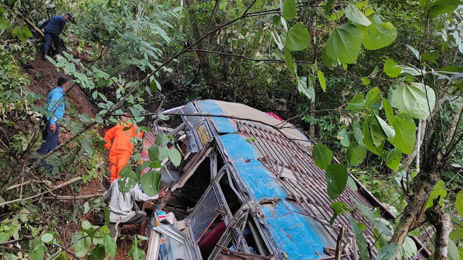 Six dead, 17 injured as passengers bus falls off a cliff in Palpa