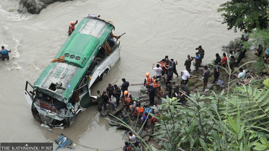 Eight dead, several injured after bus plunges into Trishuli River