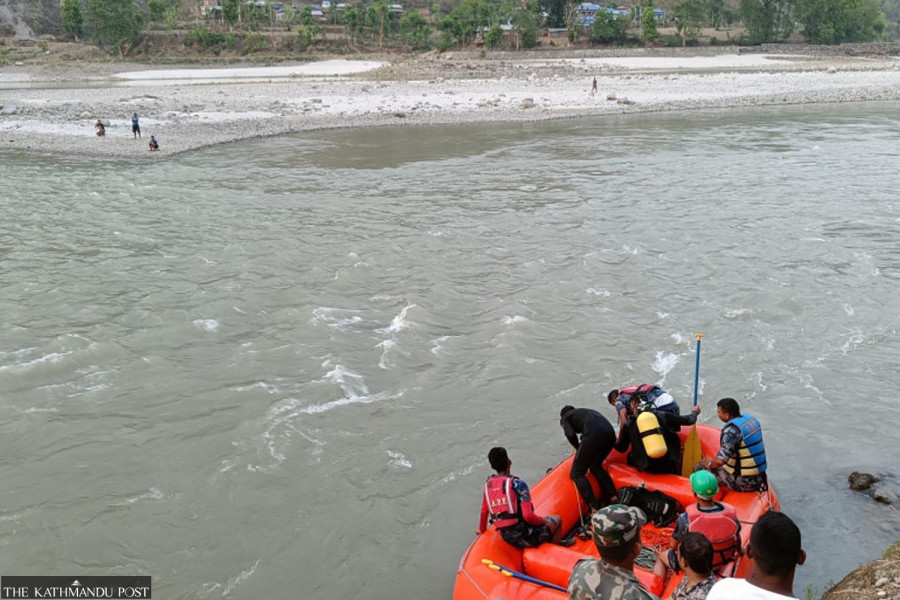 Rescuers continue search for three missing in Sunkoshi River