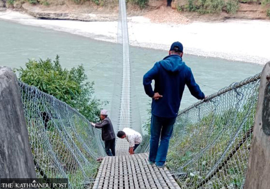 Damaged Bangme suspension bridge left unrepaired