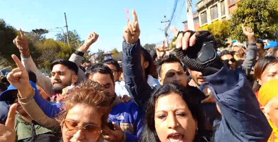 Rabi Lamichhane’s supporters stage protest in Kathmandu