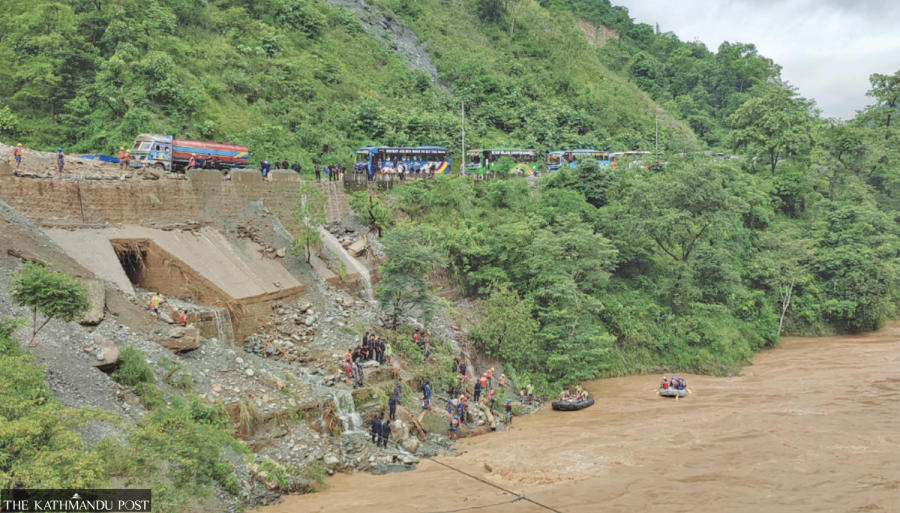 54 still missing after landslide sweeps two buses into Trishuli
