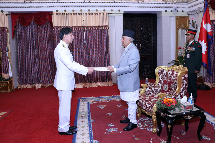 Four new envoys submit credentials to President Paudel
