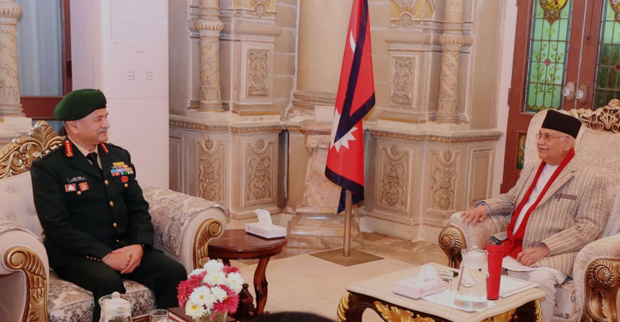 Indian Army chief Dwivedi calls on Prime Minister Oli