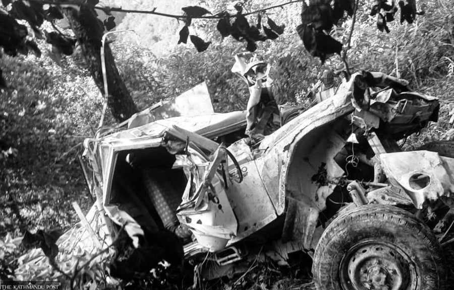 Two dead, one critically injured in jeep accident in Palpa