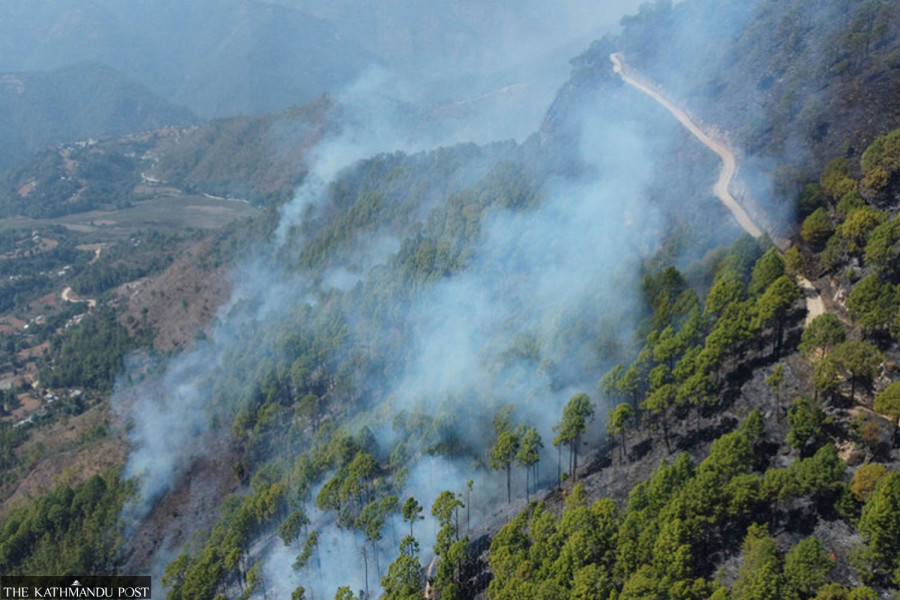 One injured while fighting wildfire in Dolakha