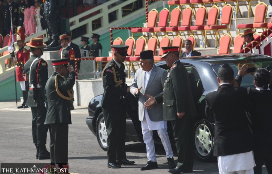 President Paudel observes Ghode Jatra celebrations at Tundikhel