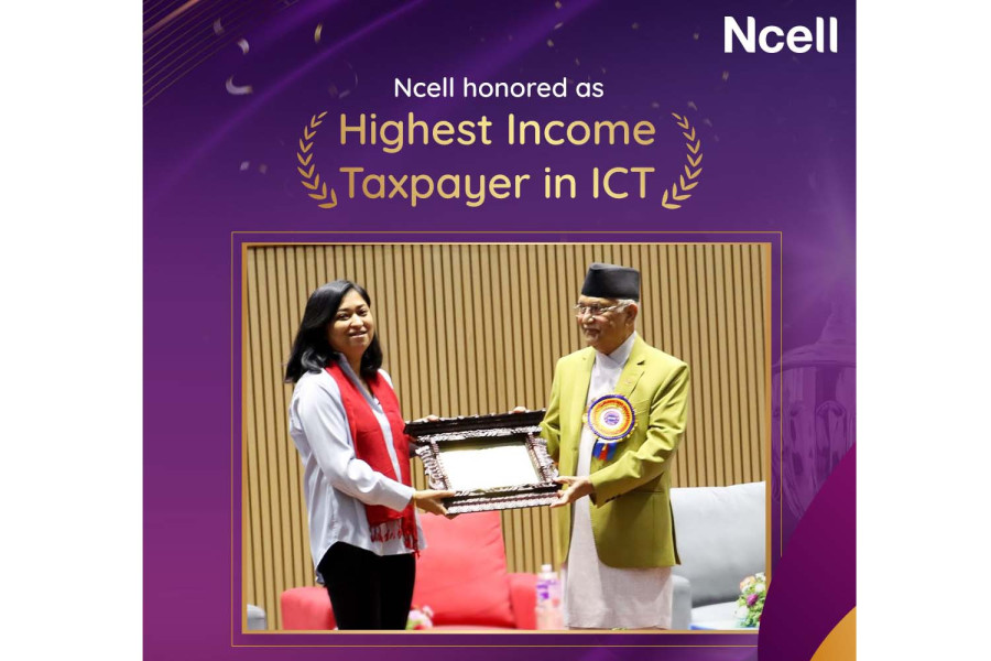 Ncell honoured as the highest income tax payer in ICT sector