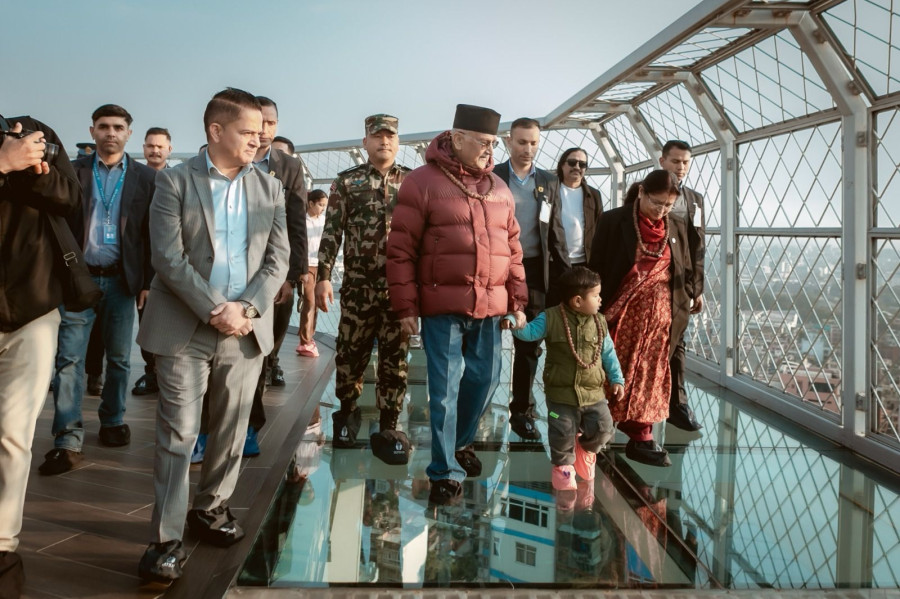 Prime Minister Oli visits Skywalk Tower on Democracy Day