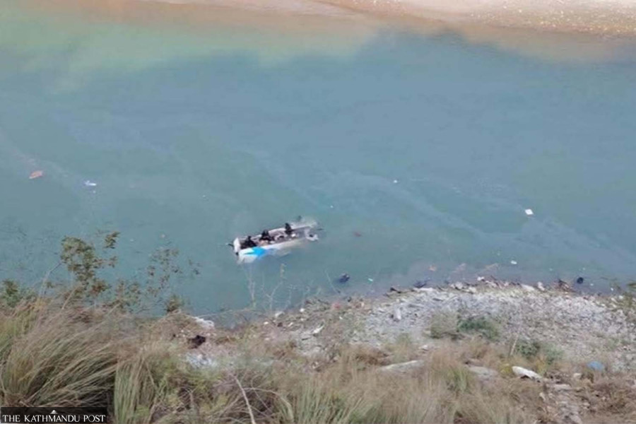 At least five dead as bus plunges into Tamakoshi river in Ramechhap