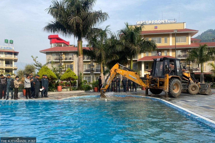 Police, machines deployed to reclaim Phewa Lake territory