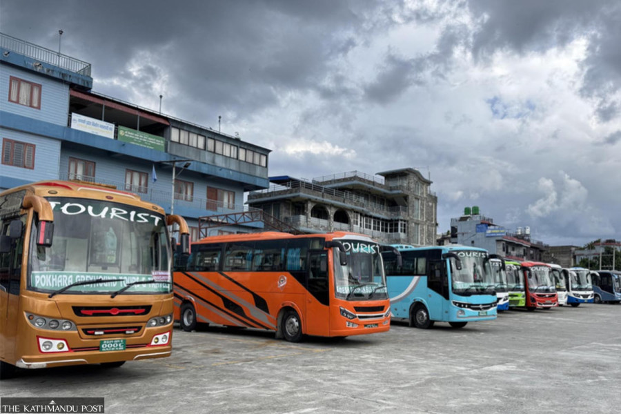 Prithvi Highway collapse leaves Pokhara’s tourist buses idle as air traffic soars