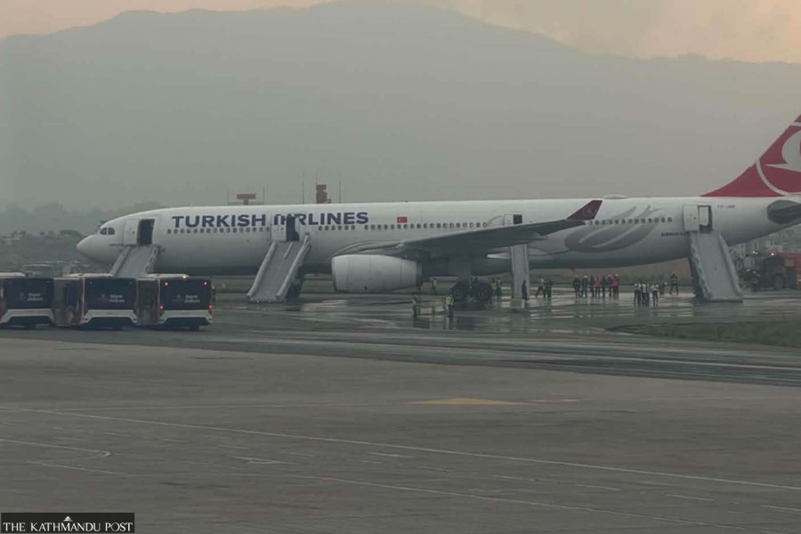 Turkish Airlines plane evacuated after tyre bursts on landing in Kathmandu