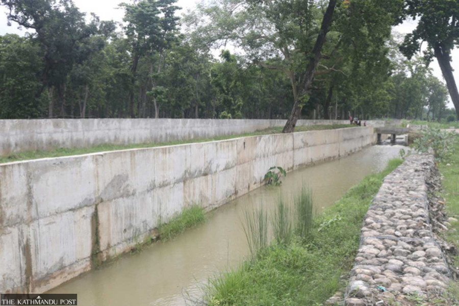 Concrete barriers help curb wildlife incursions in Bardiya