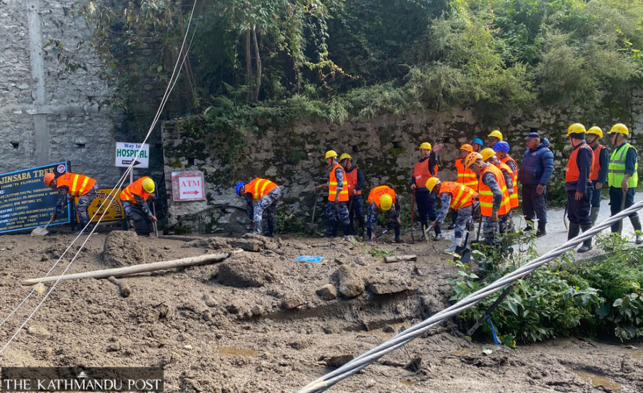 Machinery deployed to clear blocked Marsyangdi river in Chame