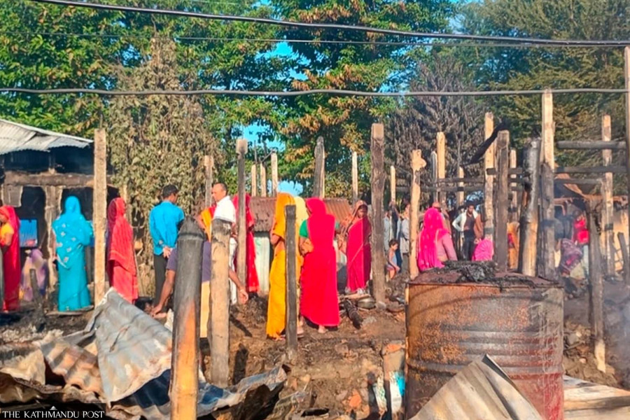  Fire destroys 13 houses in Saptari, leaving nine families homeless