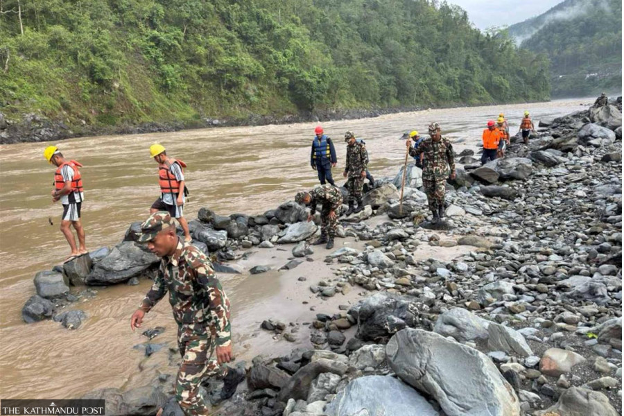 Bus remains missing four days after plunging into Karnali river