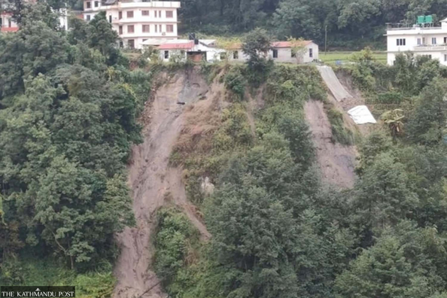  Landslide threatens homes in Suryabinayak 