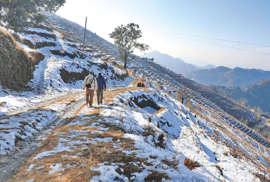 Snowfall disrupts mountain districts of Karnali and Sudurpaschim, brings relief to drought-hit farmers