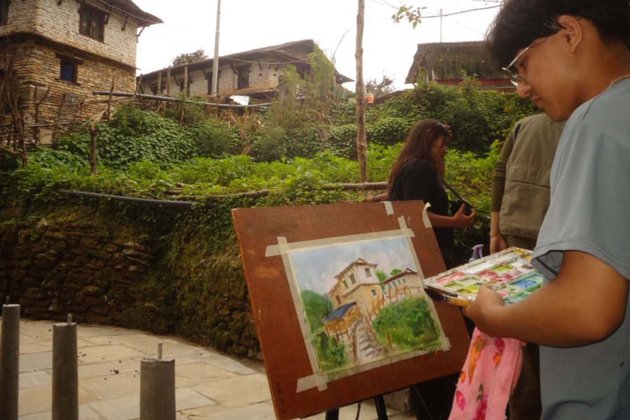 Students bring Ghandruk to canvas in Lalitpur